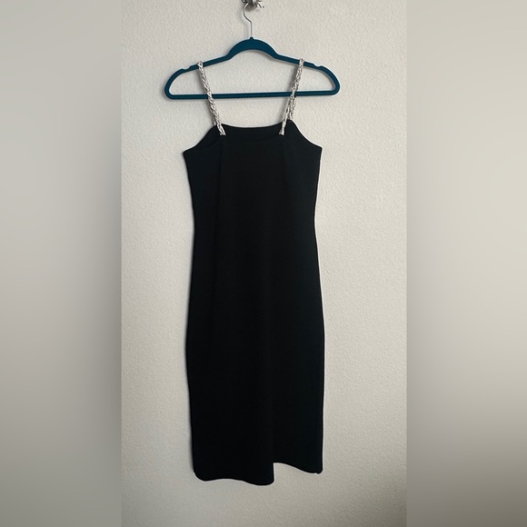 Camila Coelho black Jude rhinestone straps fine knit dress M - Picture 5 of 10